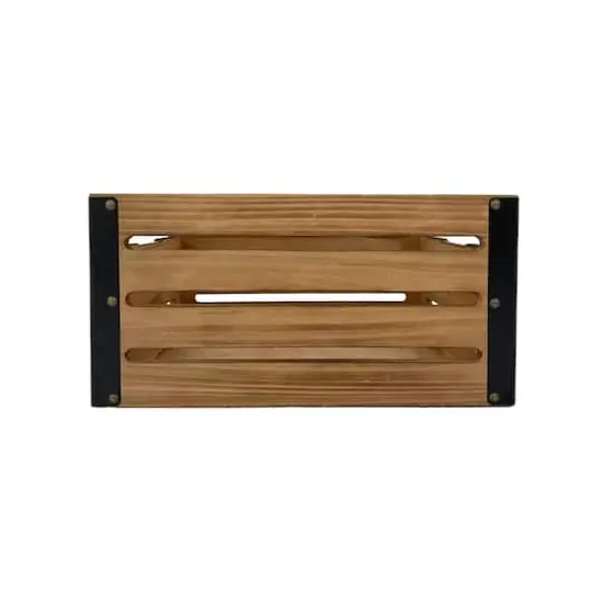 14.25" Natural Brown Wood & Metal Crate by Ashland&reg; {4}