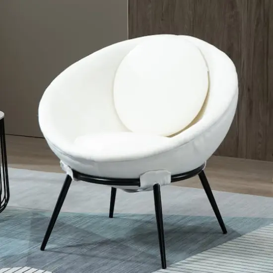 Hello Honey&reg; Vintage Upholstered Cup Accent Chair White {4}