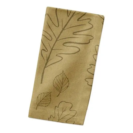 Mustard Yellow Large Leaf Pattern Cotton Twill Napkin {3}