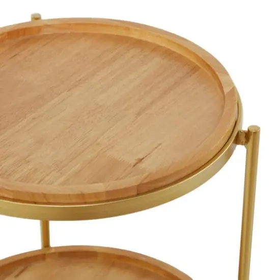 25" Brown Metal Contemporary Accent Table {4}