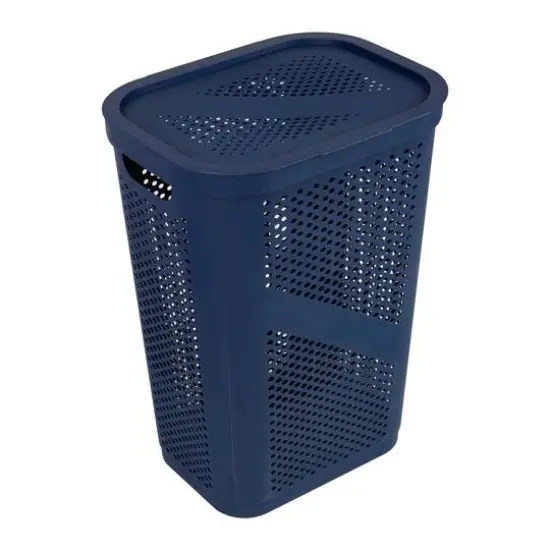 Mind Reader 17" x 24" Slim Plastic Laundry Hamper Navy {7}