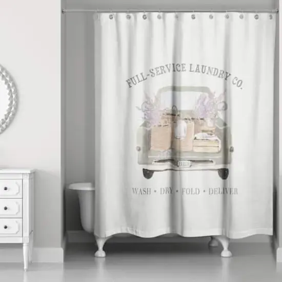Laundry Truck Service Round 71" x 74" Shower Curtain {1}