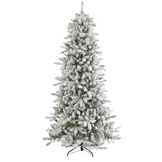 7.5ft. Unlit Flocked Livingston Fir Artificial Christmas Tree with Pine Cones {4}