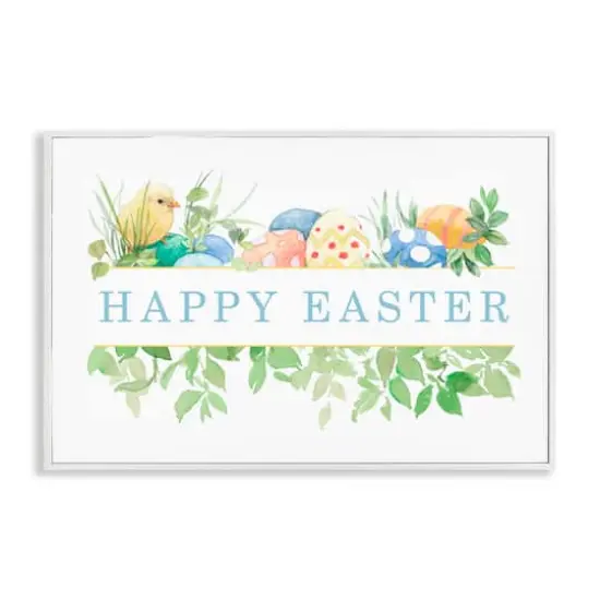 Stupell Industries Floral Happy Easter Framed Giclee Art White {1}