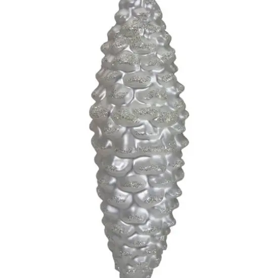 Frosted White Pine Cone Glass Ornament {3}