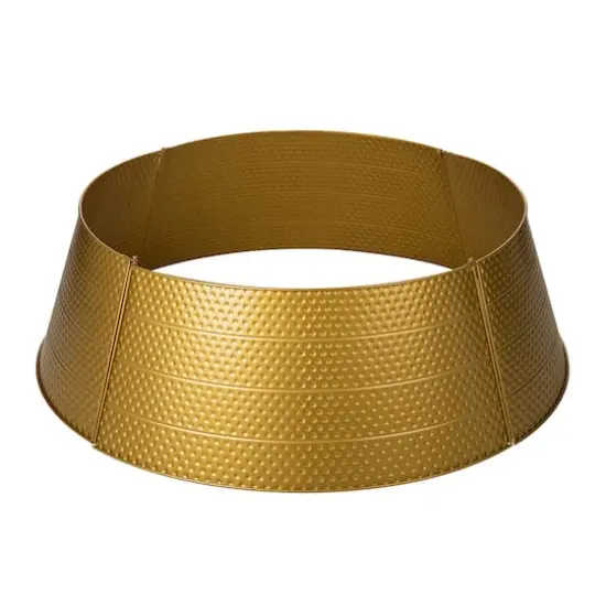 Glitzhome&reg; 40.5" Christmas Gold Hammered Metal Tree Collar {1}
