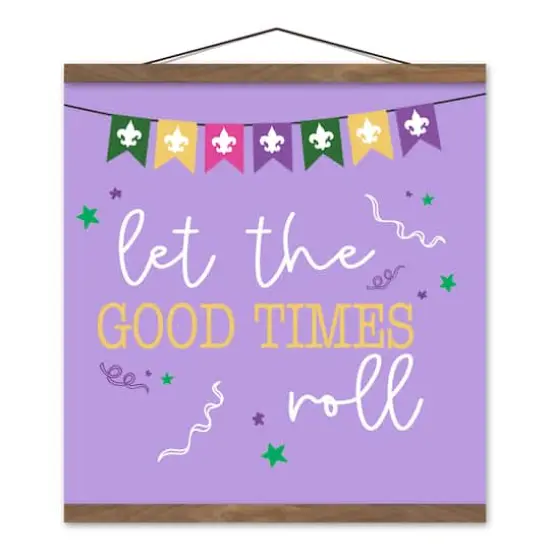 Let The Good Times Roll Teak Hanging Canvas {1}
