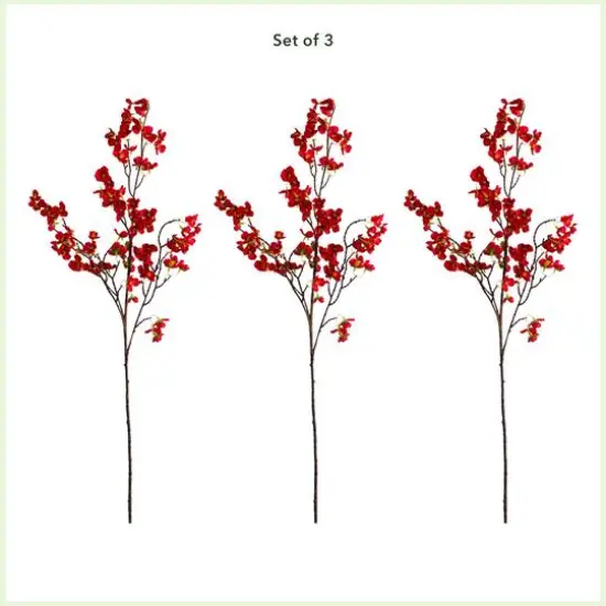41" Red Cherry Blossom Flower Stems, 3ct. {4}