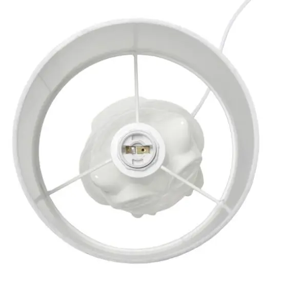 Simple Designs 13" Ceramic Owl Table Lamp Off White {13}