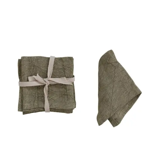 Hello Honey&reg; 10" Square Stonewashed Linen Cocktail Napkins, 4ct. Olive {9}