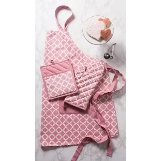 DII&reg; Lattice Print 2-Pocket Apron Pink {5}