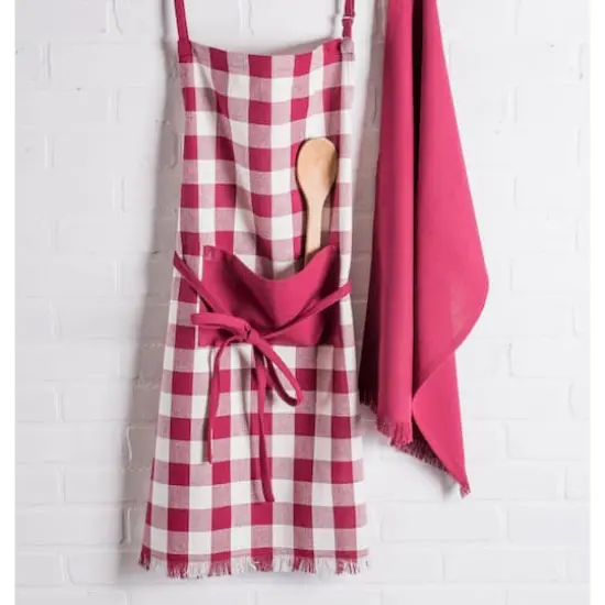 Wine Heavyweight Check Fringed Chef Apron {4}