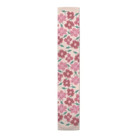 Pink Florals 16" x 72" Cotton Twill Runner {4}