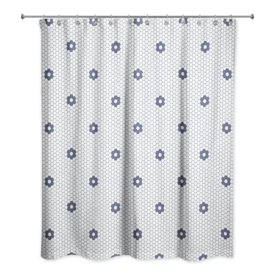 Floral Tile Pattern 71" x 74" Shower Curtain {1}