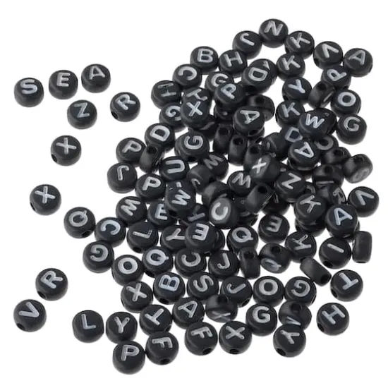 7.5mm Black Alphabet Circular Beads by Creatology&trade; {1}
