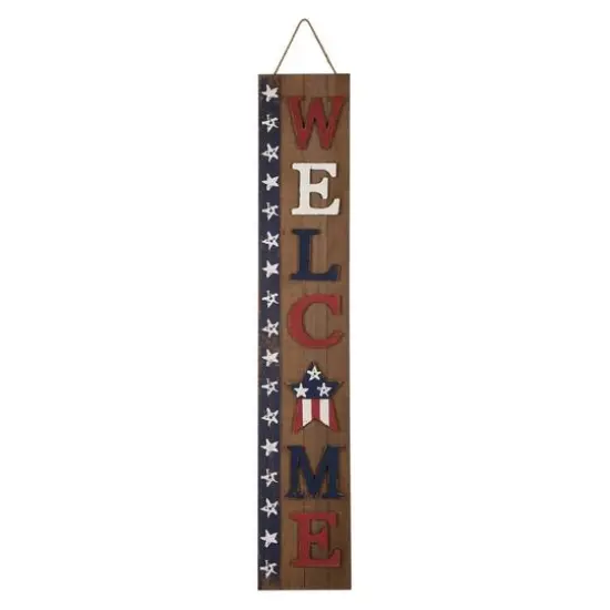 Glitzhome&reg; 42" Wood Welcome Stars Porch Sign {1}
