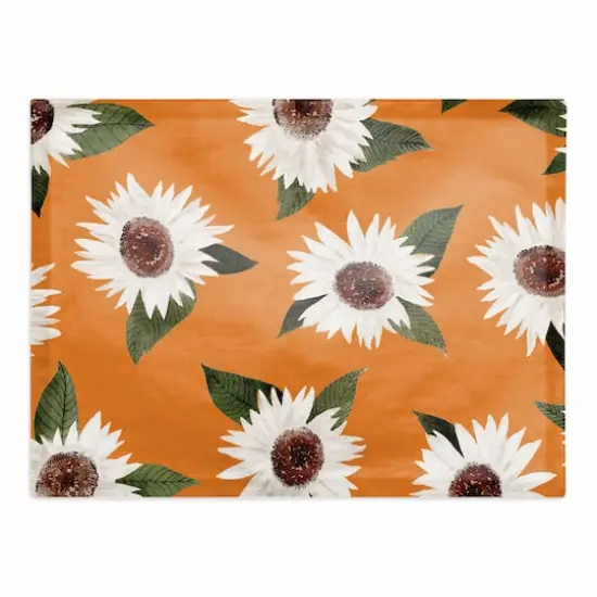 White Flowers 18" x 14" Cotton Twill Placemat {1}