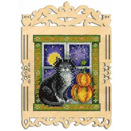 MP Studia Black Cat Cross Stitch On Wood Kit {1}