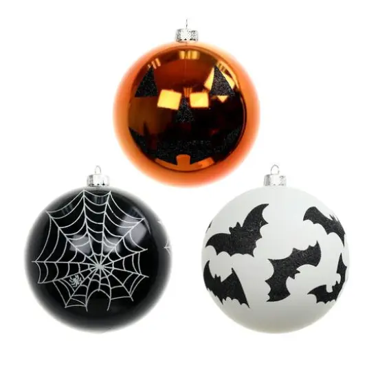 4.75" Orange, Black & White Plastic Ball Ornament Set by Ashland&reg; {3}