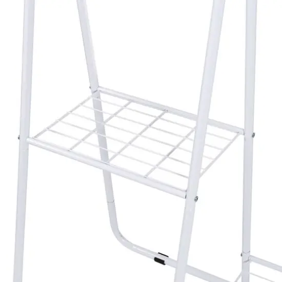 Honey Can Do White Clothing Rack with Shelves and Hanging Bar {5}