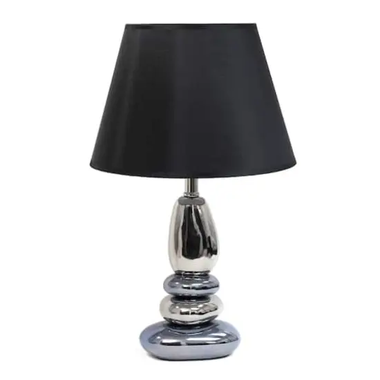 Elegant Designs&trade; 21.5" Chrome and Metallic Blue Stones Table Lamp with Black Shade {1}