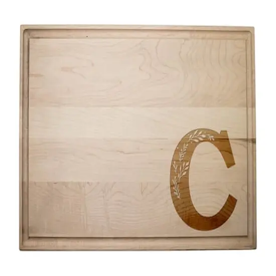 17" Floral Monogram Maple Cutting Board Floral Monogram C {1}