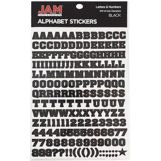 JAM Paper Black Upper Case Alphabet Letter Stickers {1}