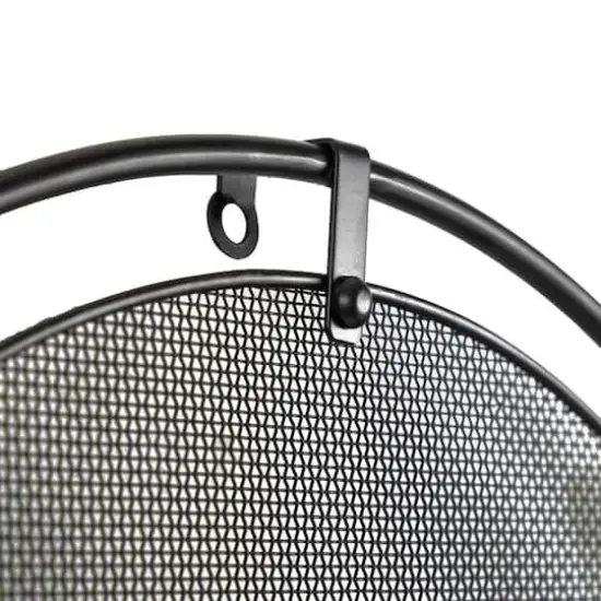 Industrial Black Metal & Gray Mesh Wall Clock {5}