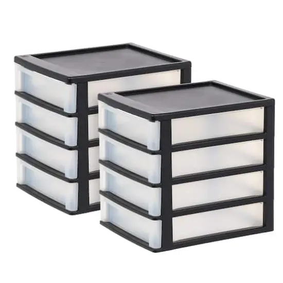 IRIS Black 4-Drawer Desktop Storage Unit {4}