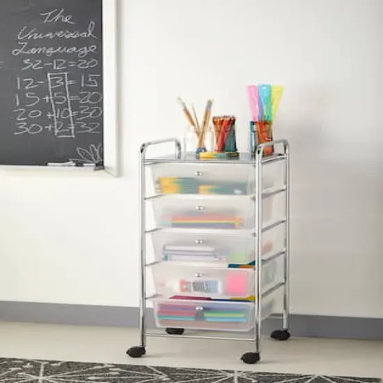 5 Drawer Rolling Cart by Simply Tidy&reg; Clear {5}