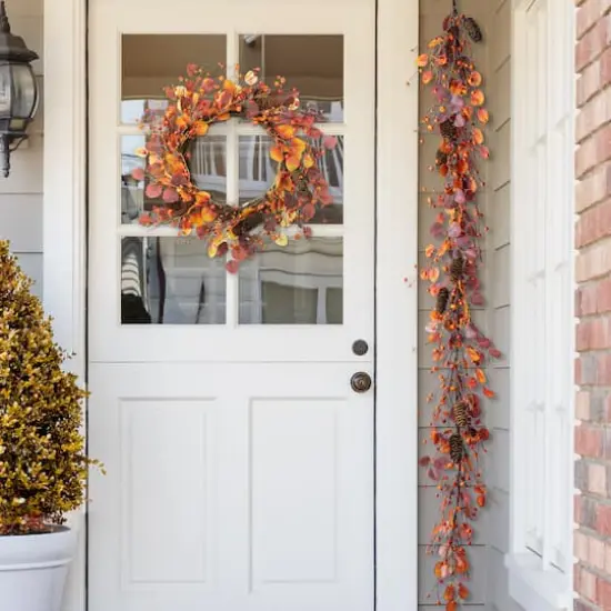 Glitzhome&reg; 6ft Fall Eucalyptus Berry Garland {7}