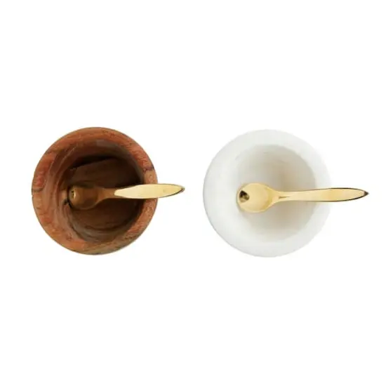 Hello Honey® White & Brown Marble & Mango Wood Pinch Pot & Spoon Sets, 2ct. {3}