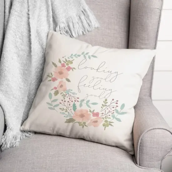 Looking Good Feeling Good Floral Throw Pillow {3}