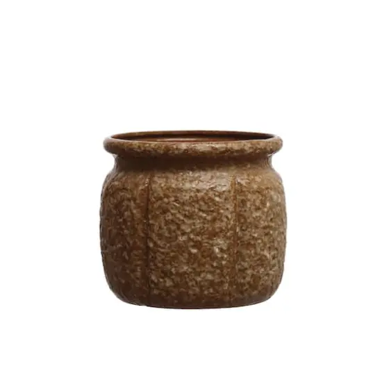 Hello Honey&reg; 7.75" Brown Round Textured Stoneware Planter {1}