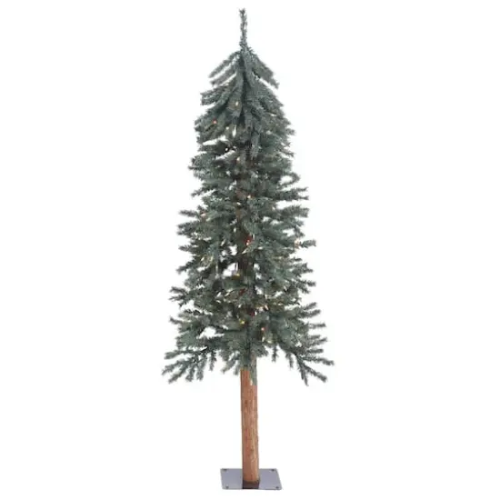 5ft. Pre-Lit Natural Bark Alpine Artificial Christmas Tree, Warm White LED Lights {1}
