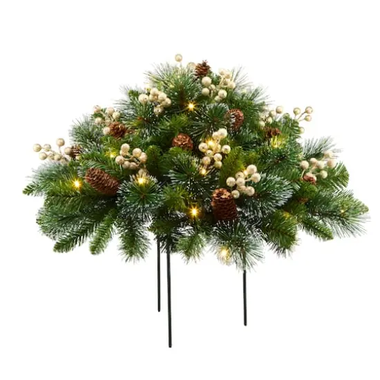 18" Crestwood&reg; Gold Berries & Spruce LED Urn Filler {1}