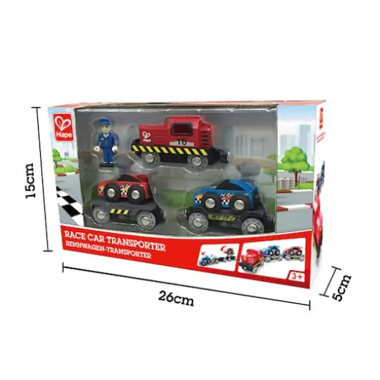 Hape Race Car Transporter Loading & Towing Playset {7}