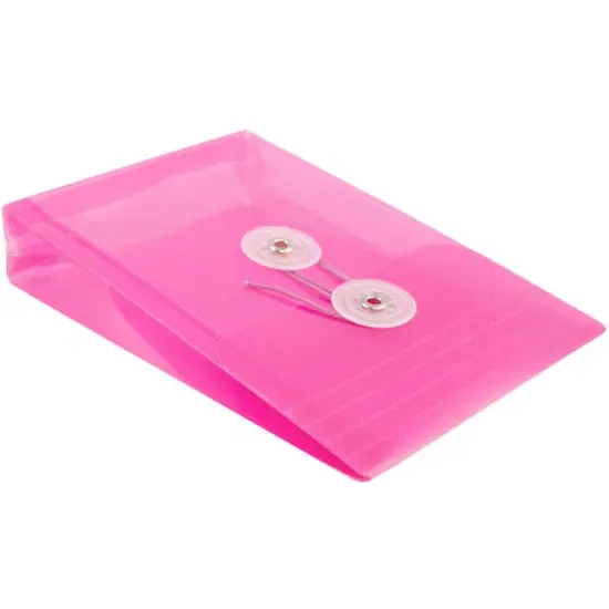 JAM Paper 4.25" x 6.25" Plastic Button & String Tie Closure Envelopes, 12ct. Fuchsia Pink {5}