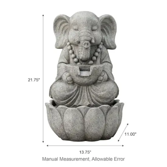 Glitzhome® 21.75" Zen-Style LED 2-Tier Elephant Outdoor Fountain {5}