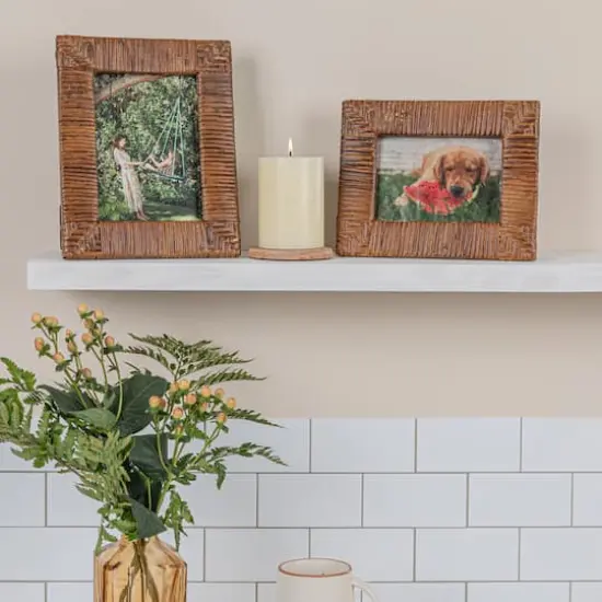 Hello Honey&reg; Natural Stained Handwoven Rattan Photo Frame {3}