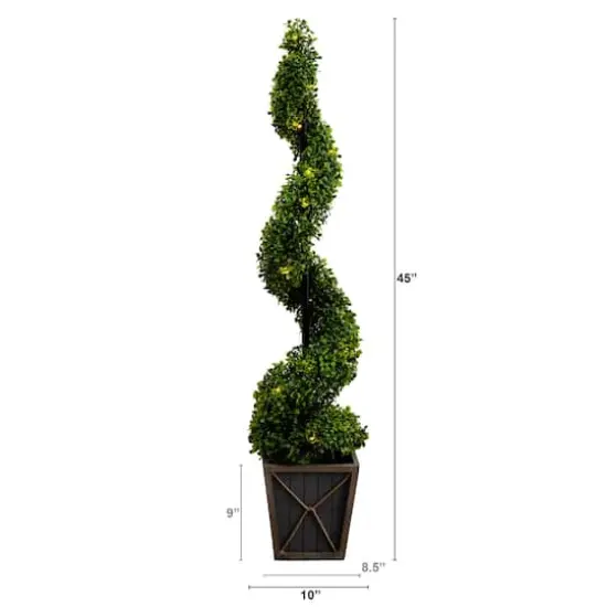 4ft. LED UV Resistant Boxwood Spiral Topiary Tree in Decorative Planter {5}