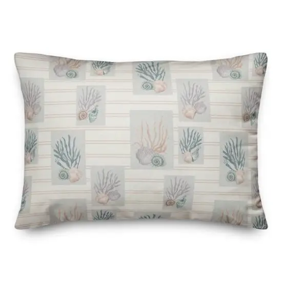 Shell Panels on Stripe Throw Pillow Shell Panels on Blush Stripe {3}