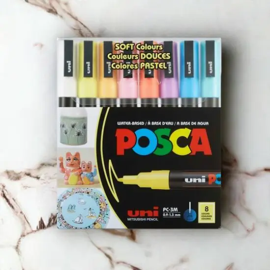 Uni Posca PC-3M Fine Tip Soft Colors Paint Marker Set {2}