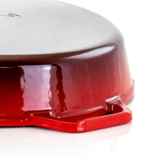 MegaChef 12" Round Red Enamel Cast Iron Skillet {6}