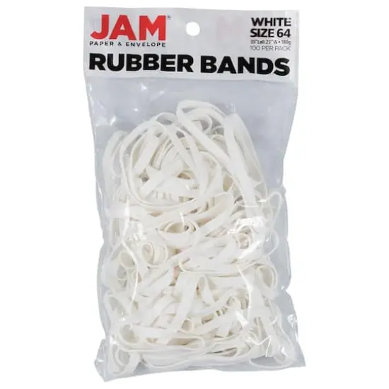 JAM Paper Size 64 White Rubber Bands, 100ct. {1}
