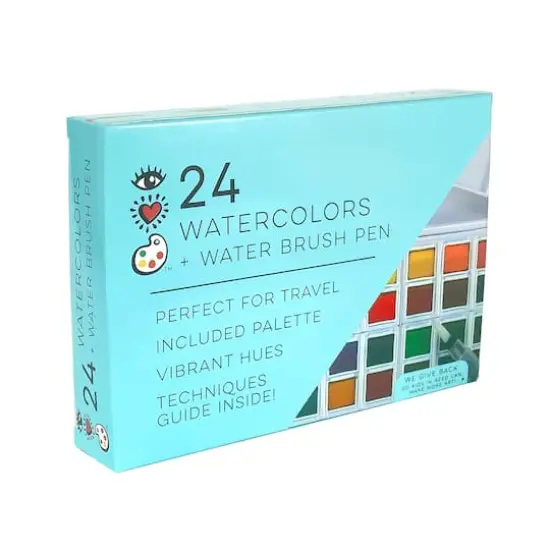 Bright Stripes iHeartArt 24 Watercolor Paint Set with Water Brush Pen {1}