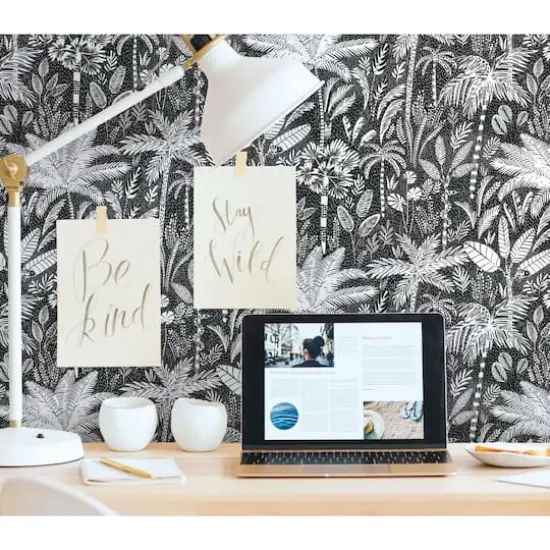 RoomMates Tropical Eden Peel & Stick Wallpaper Black and white {4}
