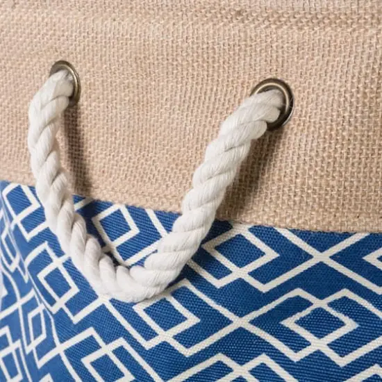 Small Navy Burlap Diamond Rectangle Bin {3}