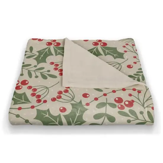 Holly Pattern Coral Fleece Blanket {3}