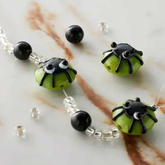 Green & Black Spider Lampwork Glass Bead Mix by Bead Landing&trade; {3}